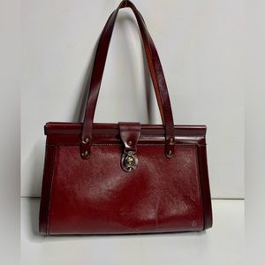 John romain red leather handbag